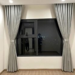 Rèm vải gấm đẹp giá rẻ màu ghi sáng mã TC-10