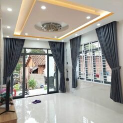 Rèm vải gấm đẹp cản sáng tốt màu ghi đâm mã CT 10-6