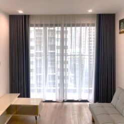 Rèm vải 2 lớp chống nắng giá rẻ, vải gấm bóng màu ghi tối