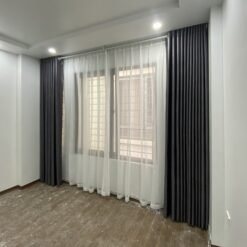 Rèm vải gấm giá rẻ màu ghi đậm mã TC-08