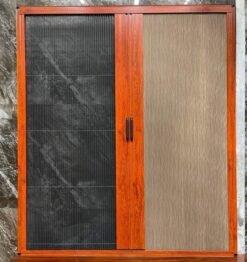 Rèm tổ ong kết hợp lưới chống muỗi hệ 27 khung màu gỗ